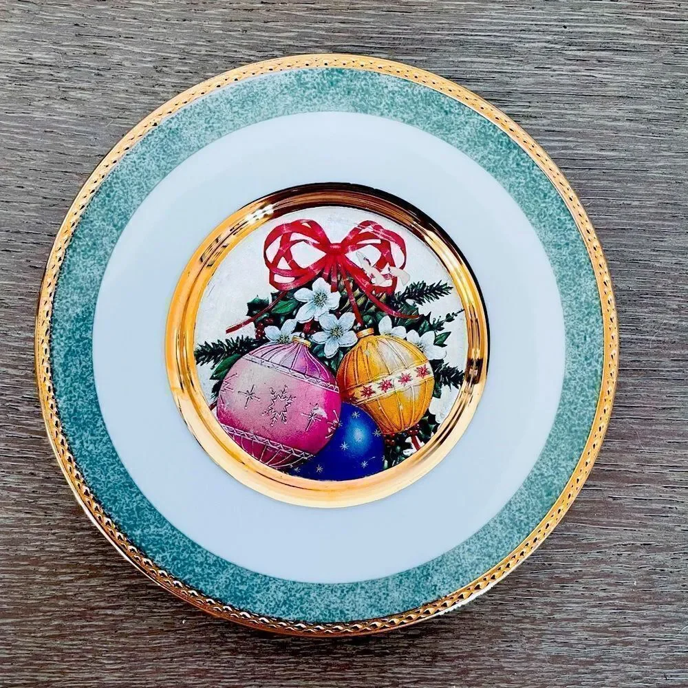 24K Gold Dufex Art Christmas Ornaments Holiday Collector Plate